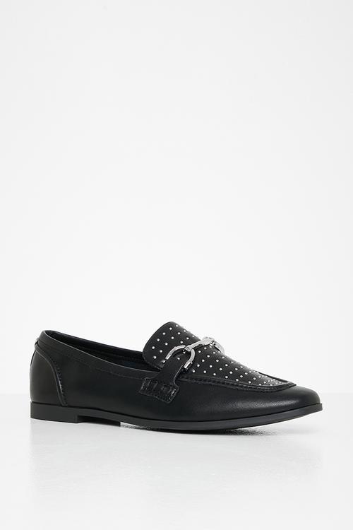 Carrine-S leather loafer - black & silver 