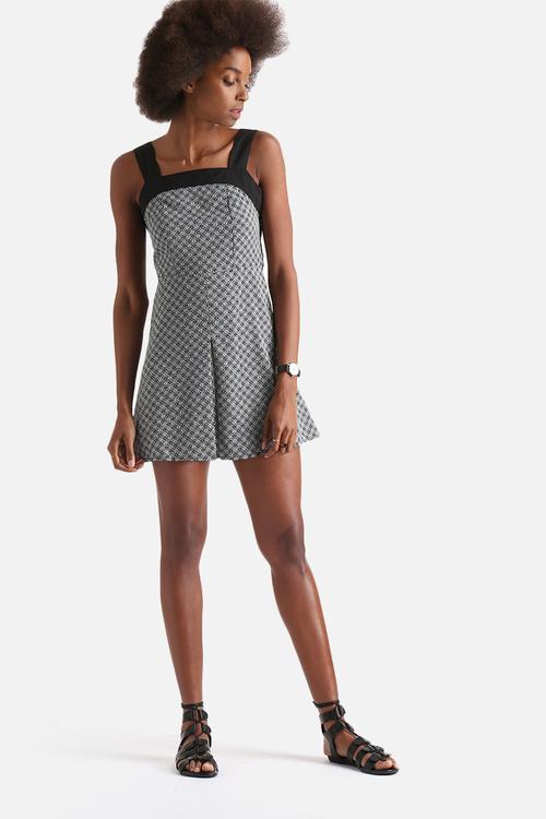 Front Pleat Pinafore Dress