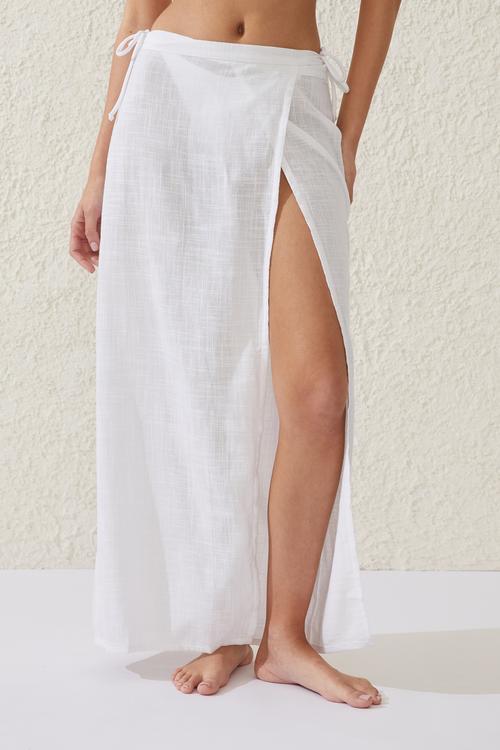 Beach sarong maxi skirt - white