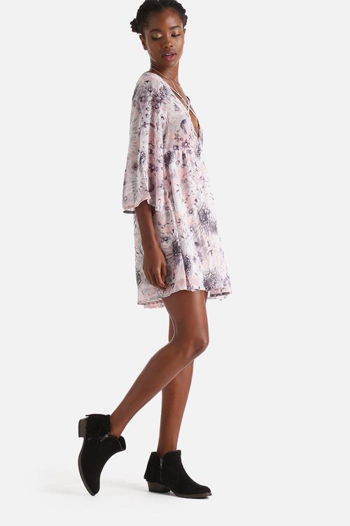 Spring Floral Flared Sleeve Dress