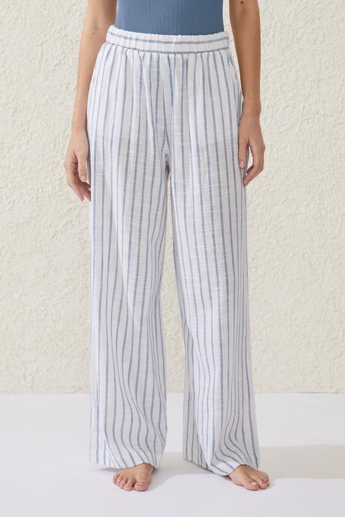 Relaxed beach pant - blue dusk stripe