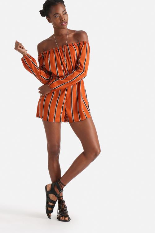 Striped Bardot Playsuit