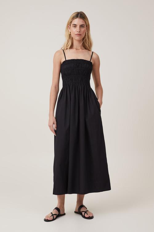 Lexi shirred maxi dress - black