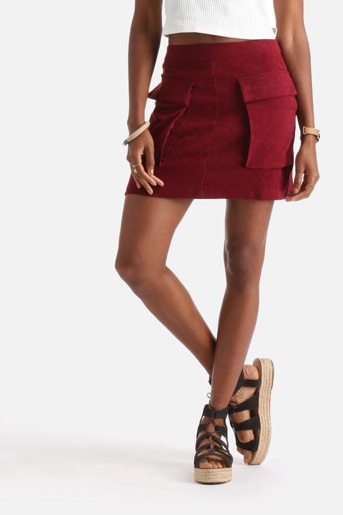 Faux Suede Pocket Skirt