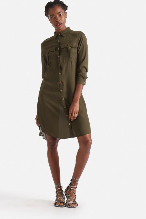 Military Longline Shirt Dress
