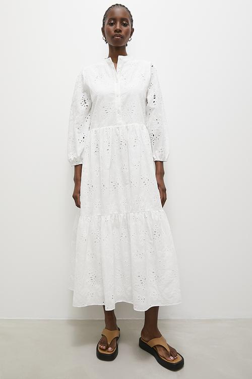 Anglaise tiered dress - white