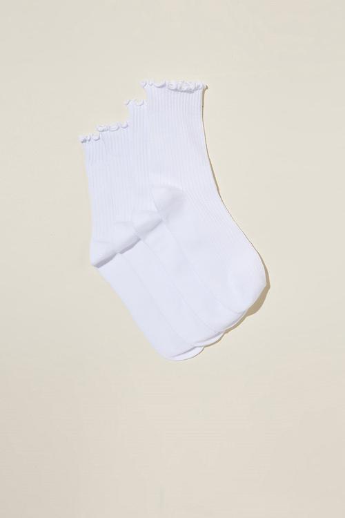The perfect pair frill rib crew sock 2 pack - white