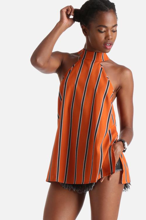 Split Side High Neck Top