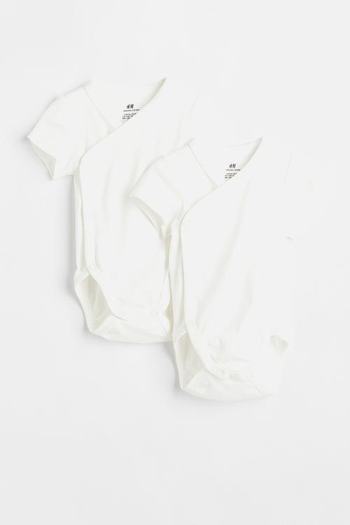2-pack short-sleeved bodysuits - white