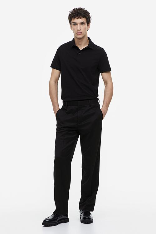 Slim fit polo shirt - black