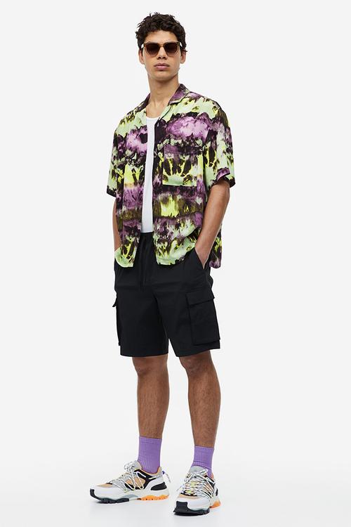 Relaxed fit patterned resort shirt - multi,purple