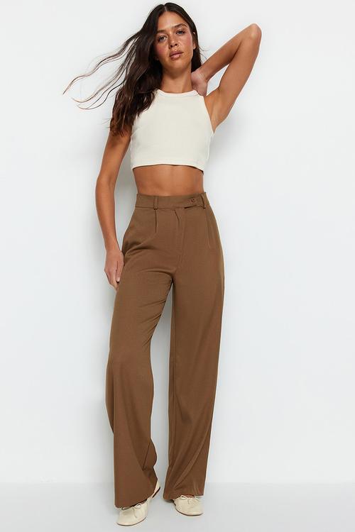 Wide leg long trouser - brown