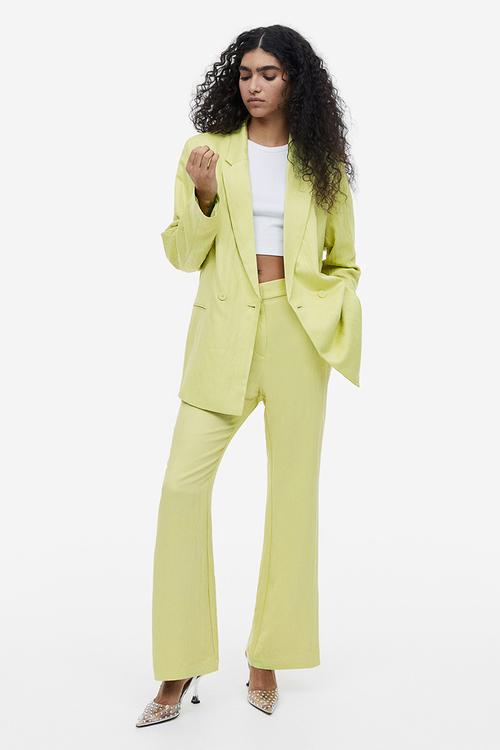 Flared viscose trousers - lime green