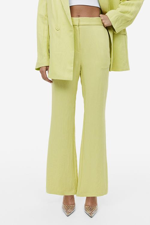 Flared viscose trousers - lime green