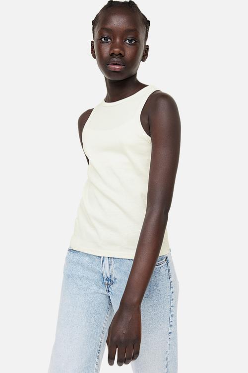 Ribbed cotton vest top - white