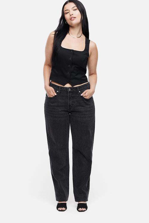 Curvy fit straight regular jeans - black