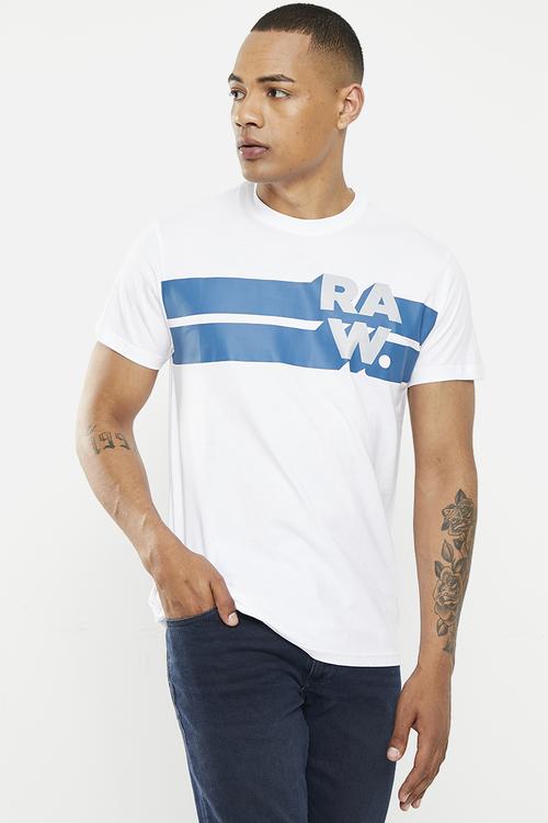 Raw stripe graphic R T short sleeve  - white
