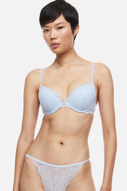 Lace push-up bra - light blue 