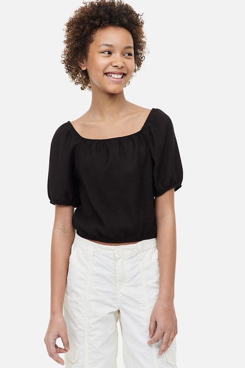 Raglan-sleeved blouse - black