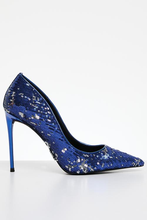 Vala-sq court heel - blue sequin