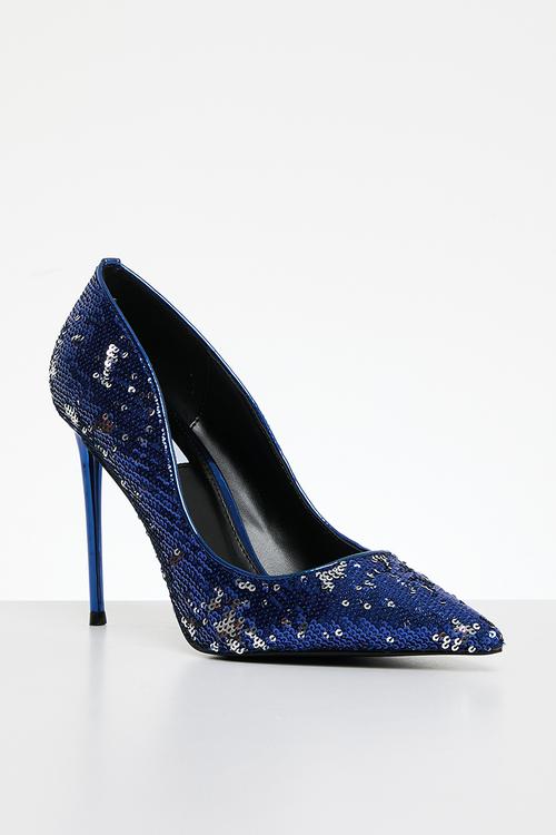 Vala-sq court heel - blue sequin