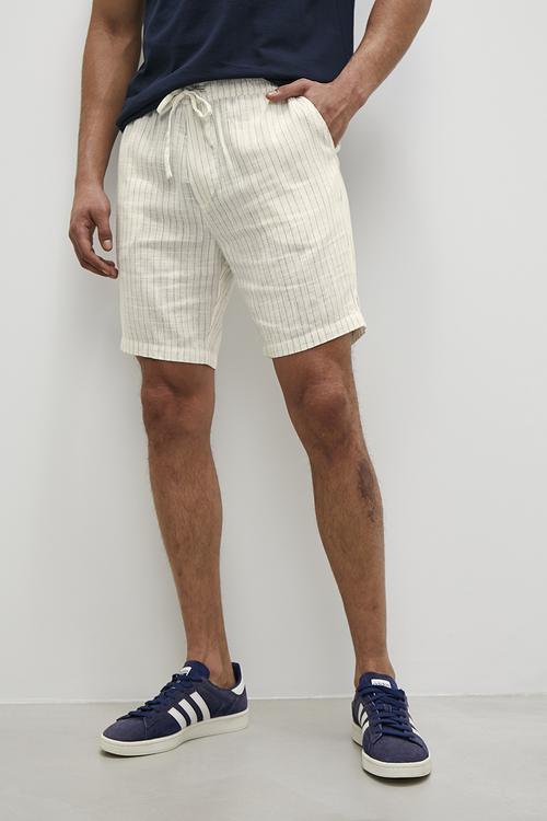 Reuben Fashion striped linen walk shorts - cream
