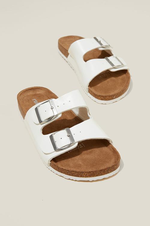 Rex double buckle slide - white texture
