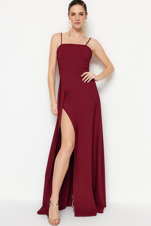 Strappy evening dress -  burgundy 