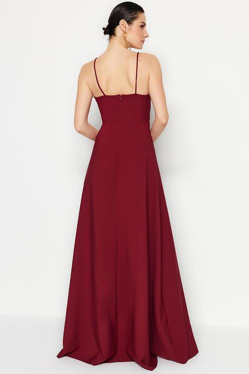Strappy evening dress -  burgundy 