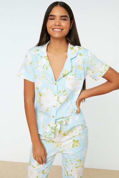 Floral pajama set - blue