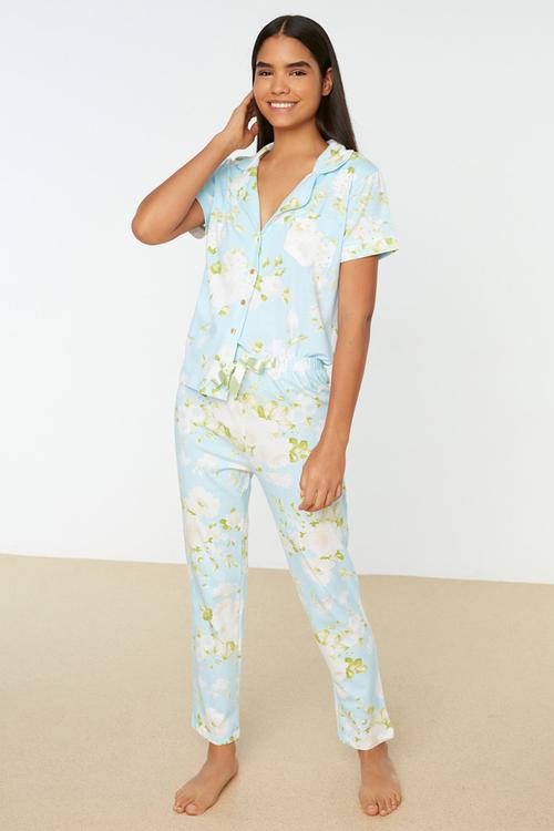 Floral pajama set - blue
