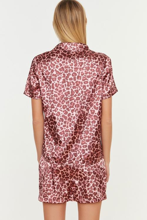 Short animal print pajama set - pink