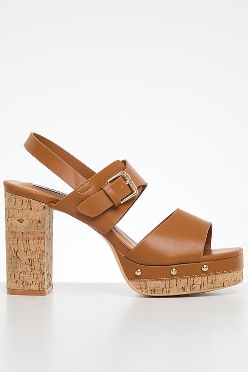 Alexis cork detail platform sandal - tan