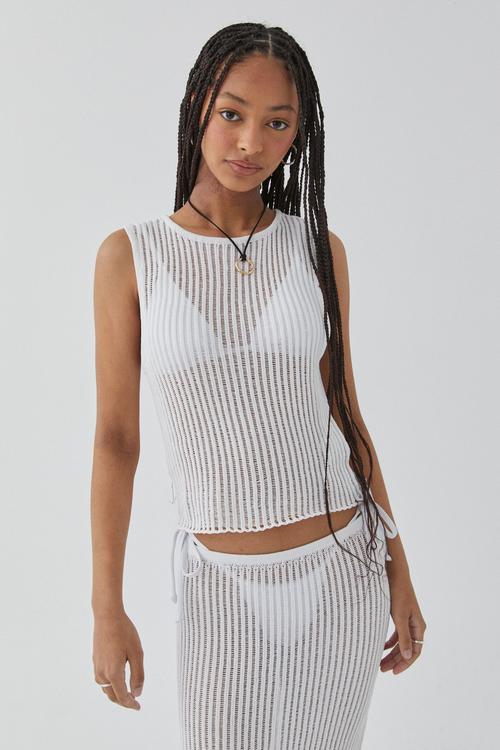 Sara crochet tank - white