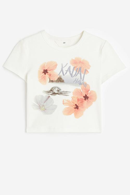 Print-motif T-shirt - white turtle 