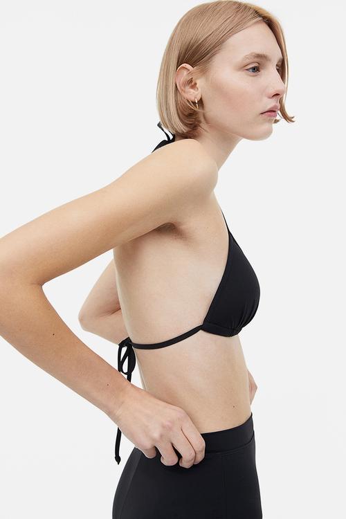 Push-up triangle bikini top - black