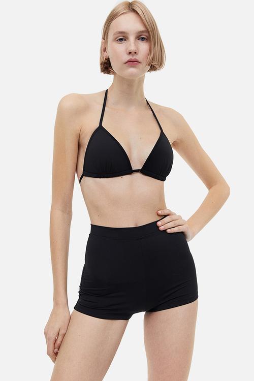 Push-up triangle bikini top - black