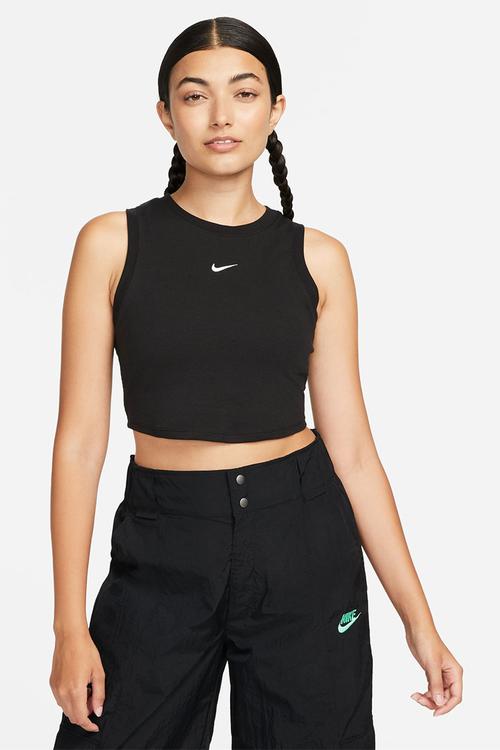 W Nsw essential rib crop tank - black & sail
