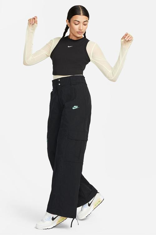 W Nsw essential rib crop tank - black & sail