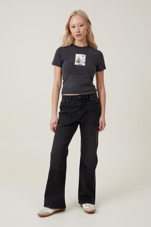 Fitted graphic music longline tee - lcn mt nirvana band polaroid/black