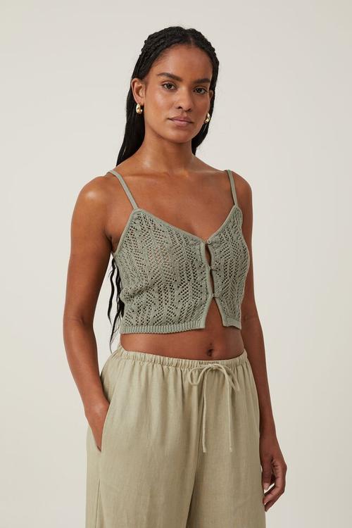 Summer knit mesh cami - desert sage