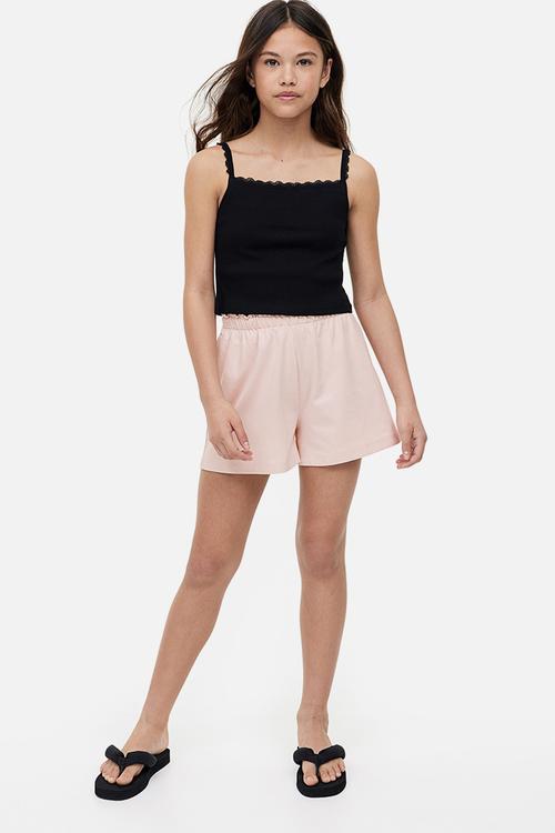 Paper bag sweatshorts - light pink