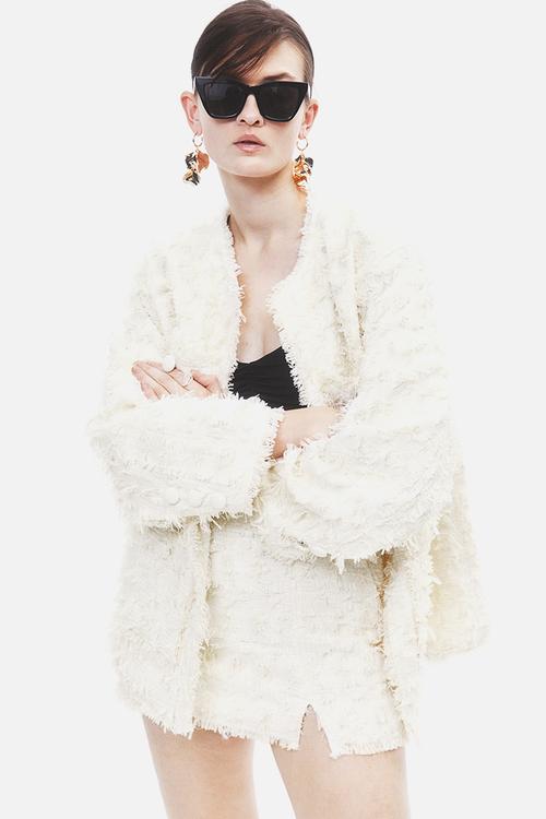 Bouclé skirt - cream