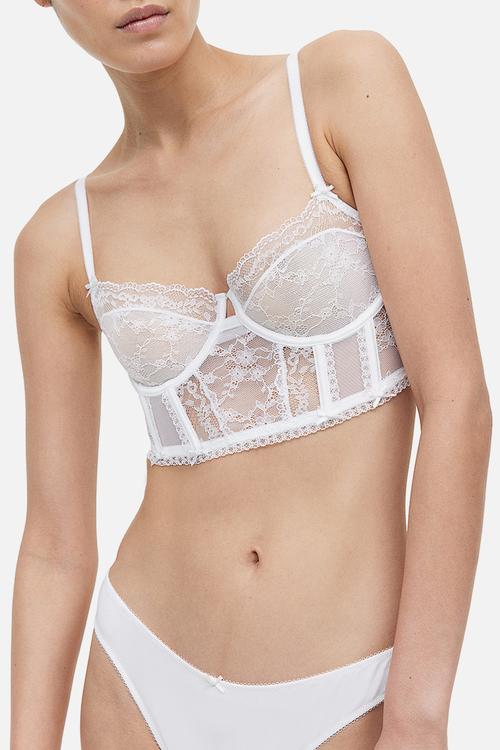 Non-padded lace bustier - white