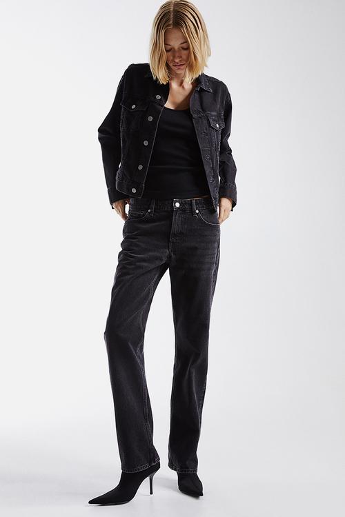 Straight regular jeans - black