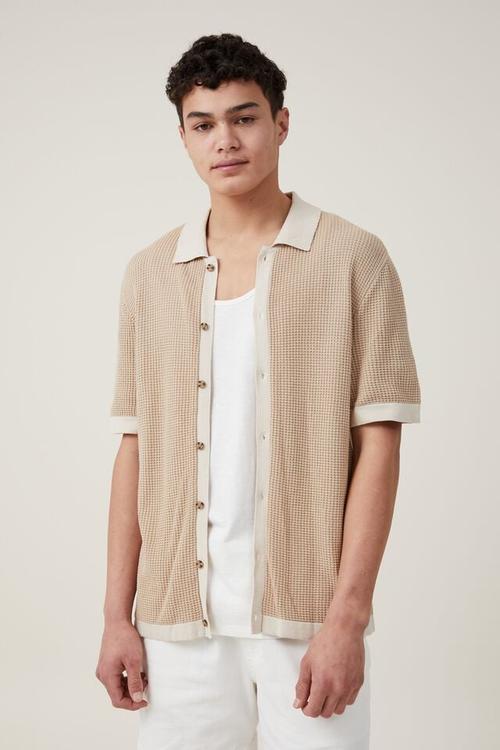 Pablo short sleeve shirt - stone border 