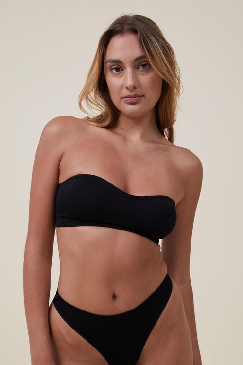 Seamless sweetheart padded bandeau - black