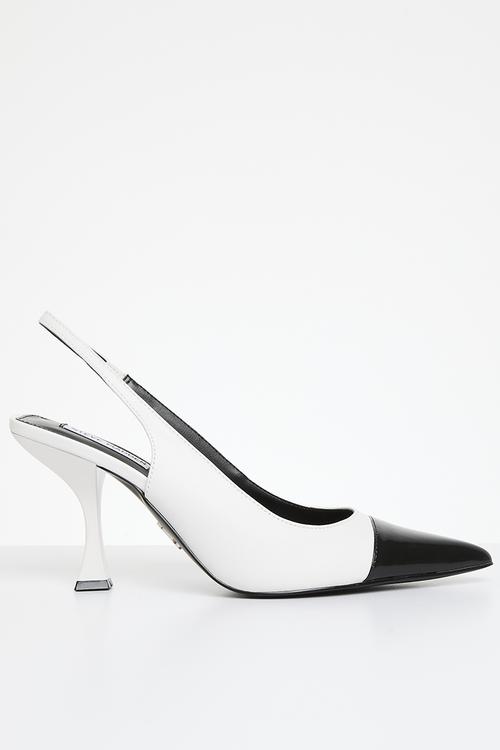 Niles court heel - white & black