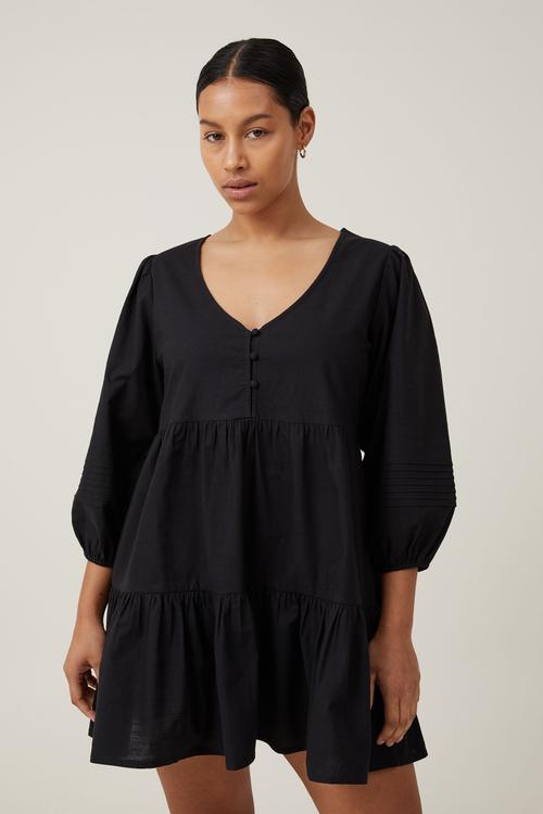 Remmie long sleeve mini dress - black