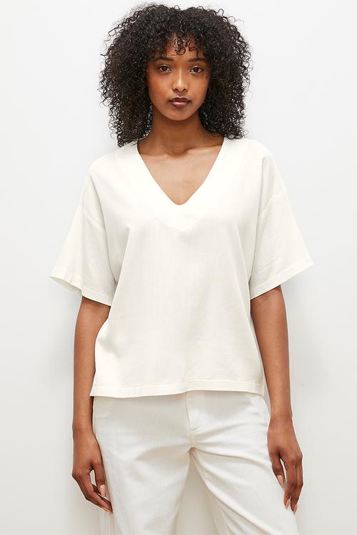Oversized linen boxy tee - cream